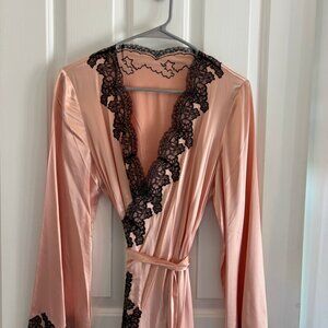 Agent Provocateur Pink Silk Lace Amelea Long Robe